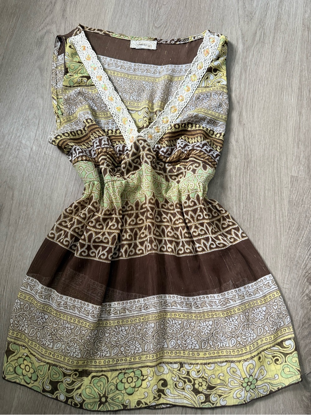 Vintage y2k beaded babydoll crochet sheer babydoll top